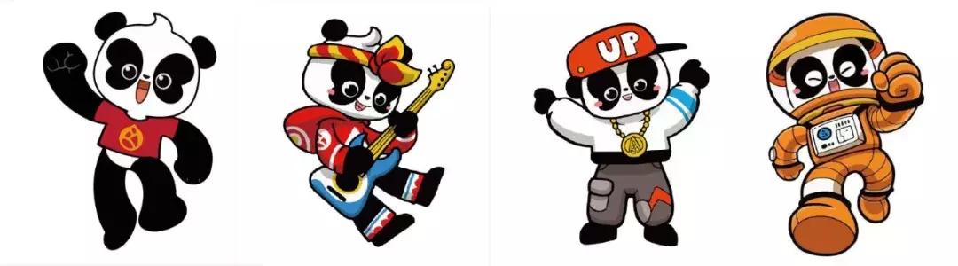 不同装扮的中国大熊猫国际形象卡通图_高瑞品牌